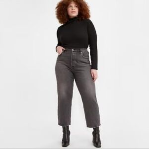 Levi's gray rib cage straight ankle super high rise button fly jeans Sz 16w Nwt